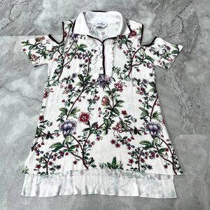 Bebe Floral Cold‎ Shoulder Sweater Size Small S Henley Collared